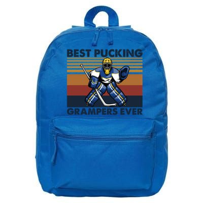 Best Pucking Grampers Ever Funny Hockey Grandpa Saying Gift 16 in Basic Backpack