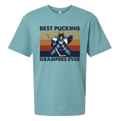 Best Pucking Grampers Ever Funny Hockey Grandpa Saying Gift Sueded Cloud Jersey T-Shirt