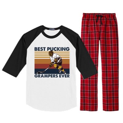 Best Pucking Grampers Ever Funny Hockey Grandpa Saying Gift Raglan Sleeve Pajama Set