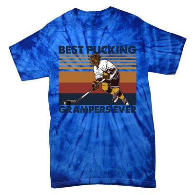 Best Pucking Grampers Ever Funny Hockey Grandpa Saying Gift Tie-Dye T-Shirt