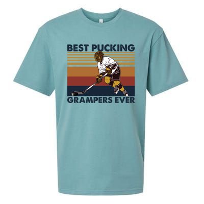 Best Pucking Grampers Ever Funny Hockey Grandpa Saying Gift Sueded Cloud Jersey T-Shirt