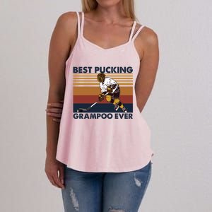 Best Pucking Grampoo Ever Funny Hockey Grandma Saying Gift Women's Strappy Tank