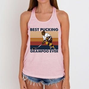 Best Pucking Grampoo Ever Funny Hockey Grandma Saying Gift Women's Knotted Racerback Tank