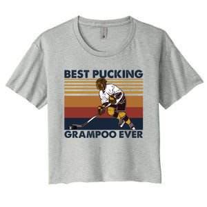 Best Pucking Grampoo Ever Funny Hockey Grandma Saying Gift Women's Crop Top Tee