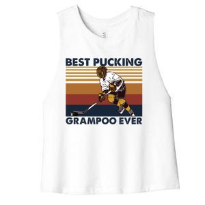 Best Pucking Grampoo Ever Funny Hockey Grandma Saying Gift Women's Racerback Cropped Tank