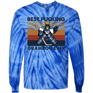 Best Pucking Grampoo Ever Funny Hockey Grandma Saying Gift Tie-Dye Long Sleeve Shirt