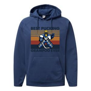 Best Pucking Grampoo Ever Funny Hockey Grandma Saying Gift Performance Fleece Hoodie