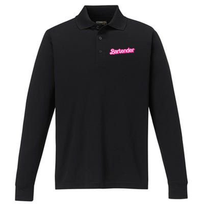 Bartender Pink Graphic Funny Bartender Performance Long Sleeve Polo