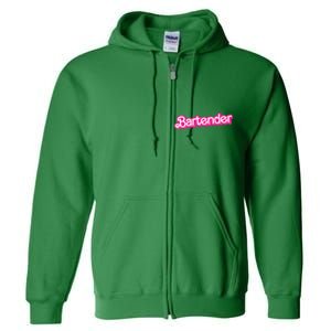 Bartender Pink Graphic Funny Bartender Full Zip Hoodie