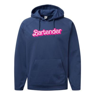 Bartender Pink Graphic Funny Bartender Performance Fleece Hoodie