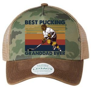 Best Pucking Granddad Ever Funny Hockey Grandpa Saying Cute Gift Legacy Tie Dye Trucker Hat