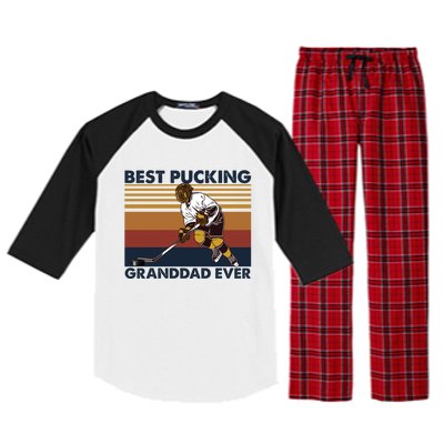 Best Pucking Granddad Ever Funny Hockey Grandpa Saying Cute Gift Raglan Sleeve Pajama Set