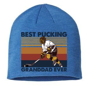 Best Pucking Granddad Ever Funny Hockey Grandpa Saying Cute Gift Sustainable Beanie