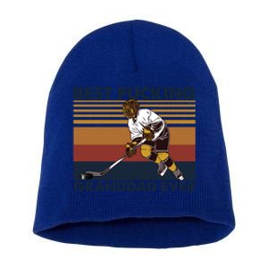 Best Pucking Granddad Ever Funny Hockey Grandpa Saying Cute Gift Short Acrylic Beanie