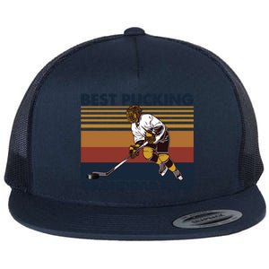 Best Pucking Granddad Ever Funny Hockey Grandpa Saying Cute Gift Flat Bill Trucker Hat