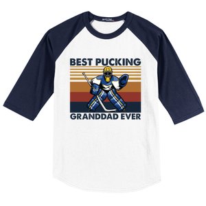 Best Pucking Granddad Ever Funny Hockey Grandpa Saying Gift Baseball Sleeve Shirt