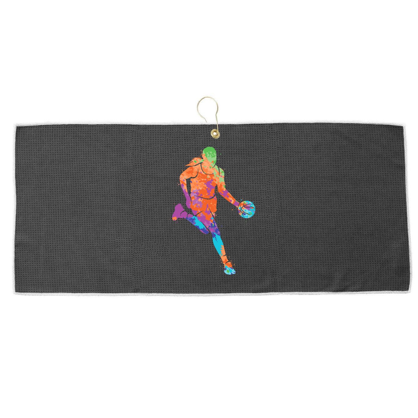 Basketball Player Girl Wo Girl Basketball Large Microfiber Waffle Golf Towel