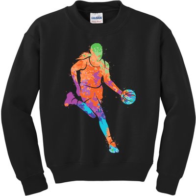 Basketball Player Girl Wo Girl Basketball Kids Sweatshirt