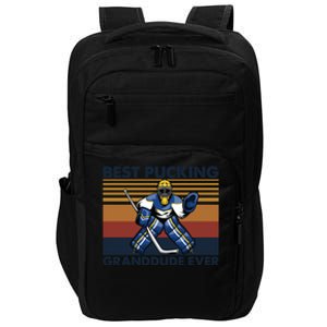 Best Pucking Granddude Ever Funny Hockey Grandpa Saying Cool Gift Impact Tech Backpack