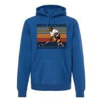 Best Pucking Granddude Ever Funny Hockey Grandpa Saying Great Gift Premium Hoodie