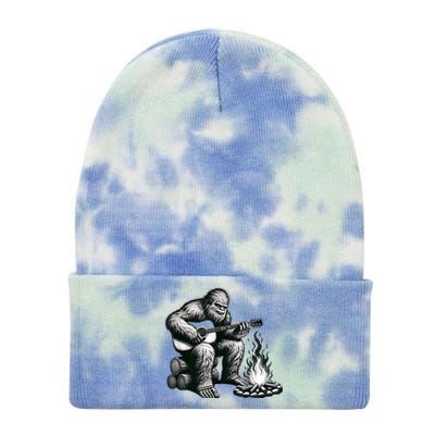 Bigfoot Playing Guitar Rock On Sasquatch Big Foot Tie Dye 12in Knit Beanie