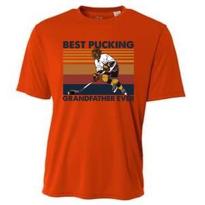 Best Pucking Grandfather Ever Funny Hockey Grandpa Saying Gift Cooling Performance Crew T-Shirt