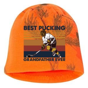 Best Pucking Grandfather Ever Funny Hockey Grandpa Saying Gift Kati - Camo Knit Beanie