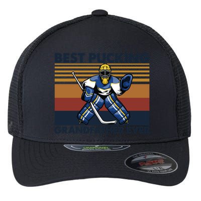 Best Pucking Grandfather Ever Funny Hockey Grandpa Saying Gift Flexfit Unipanel Trucker Cap