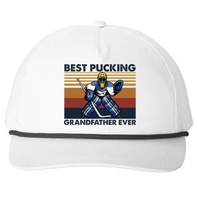 Best Pucking Grandfather Ever Funny Hockey Grandpa Saying Gift Snapback Five-Panel Rope Hat