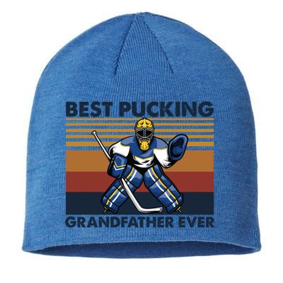 Best Pucking Grandfather Ever Funny Hockey Grandpa Saying Gift Sustainable Beanie