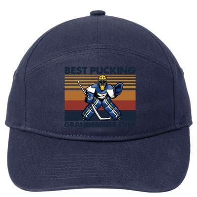 Best Pucking Grandfather Ever Funny Hockey Grandpa Saying Gift 7-Panel Snapback Hat