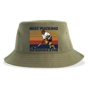 Best Pucking Grandma Ever Funny Hockey Grandma Saying Gift Sustainable Bucket Hat