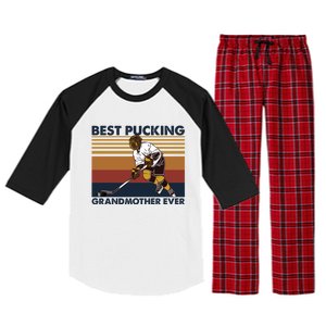 Best Pucking Grandmother Ever Funny Hockey Grandma Saying Gift Raglan Sleeve Pajama Set