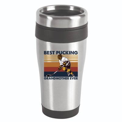 Best Pucking Grandmother Ever Funny Hockey Grandma Saying Gift 16oz Travel Tumbler