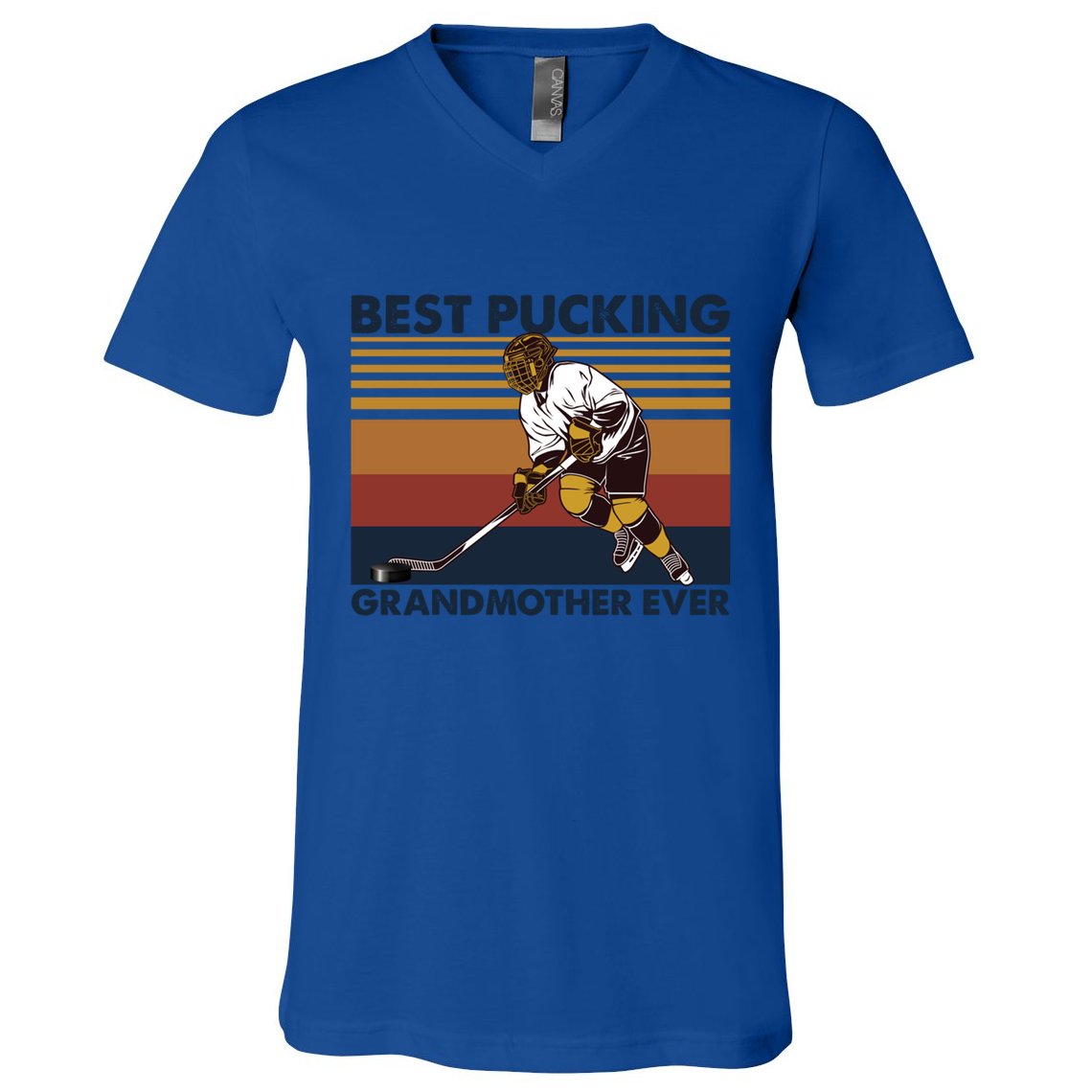 Best Pucking Grandmother Ever Funny Hockey Grandma Saying Gift V-Neck T-Shirt