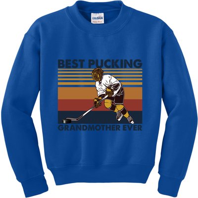 Best Pucking Grandmother Ever Funny Hockey Grandma Saying Gift Kids Sweatshirt