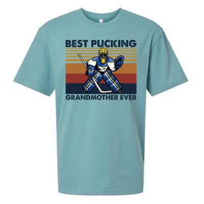 Best Pucking Grandmother Ever Funny Hockey Grandma Saying Gift Sueded Cloud Jersey T-Shirt