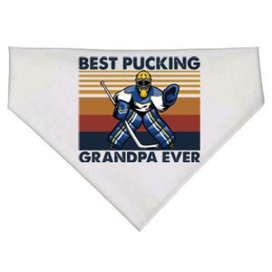 Best Pucking Grandpa Ever Funny Hockey Grandpa Saying Gift USA-Made Doggie Bandana