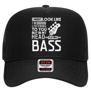 Bass Player Gift for Bass Guitar Player Bassist High Crown Mesh Back Trucker Hat