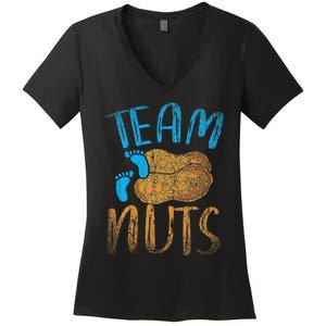 Baby Party Gender Reveal Party Team Nuts Funny Gender Reveal Women's V-Neck T-Shirt