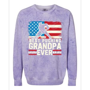 Best Pucking Grandpa Ever Gift Hockey Lover Gift Colorblast Crewneck Sweatshirt