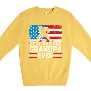 Best Pucking Grandpa Ever Gift Hockey Lover Gift Premium Crewneck Sweatshirt