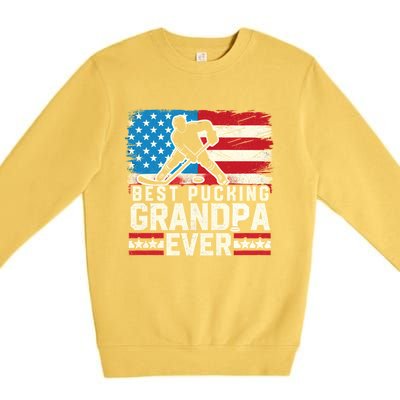 Best Pucking Grandpa Ever Gift Hockey Lover Gift Premium Crewneck Sweatshirt