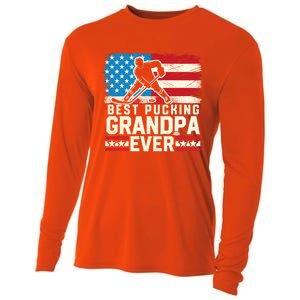 Best Pucking Grandpa Ever Gift Hockey Lover Gift Cooling Performance Long Sleeve Crew