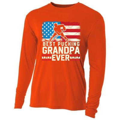 Best Pucking Grandpa Ever Gift Hockey Lover Gift Cooling Performance Long Sleeve Crew