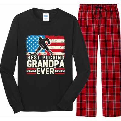 Best Pucking Grandpa Ever Gift Hockey Lover Gift Long Sleeve Pajama Set