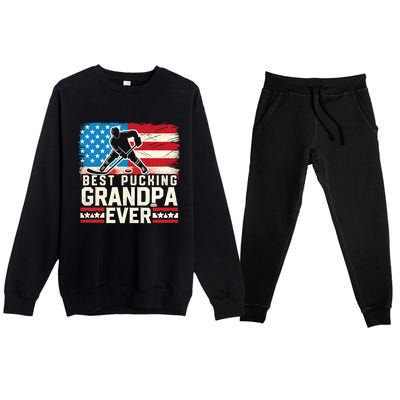 Best Pucking Grandpa Ever Gift Hockey Lover Gift Premium Crewneck Sweatsuit Set