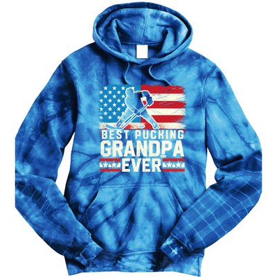 Best Pucking Grandpa Ever Gift Hockey Lover Gift Tie Dye Hoodie