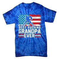 Best Pucking Grandpa Ever Gift Hockey Lover Gift Tie-Dye T-Shirt