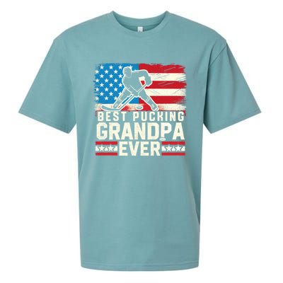 Best Pucking Grandpa Ever Gift Hockey Lover Gift Sueded Cloud Jersey T-Shirt